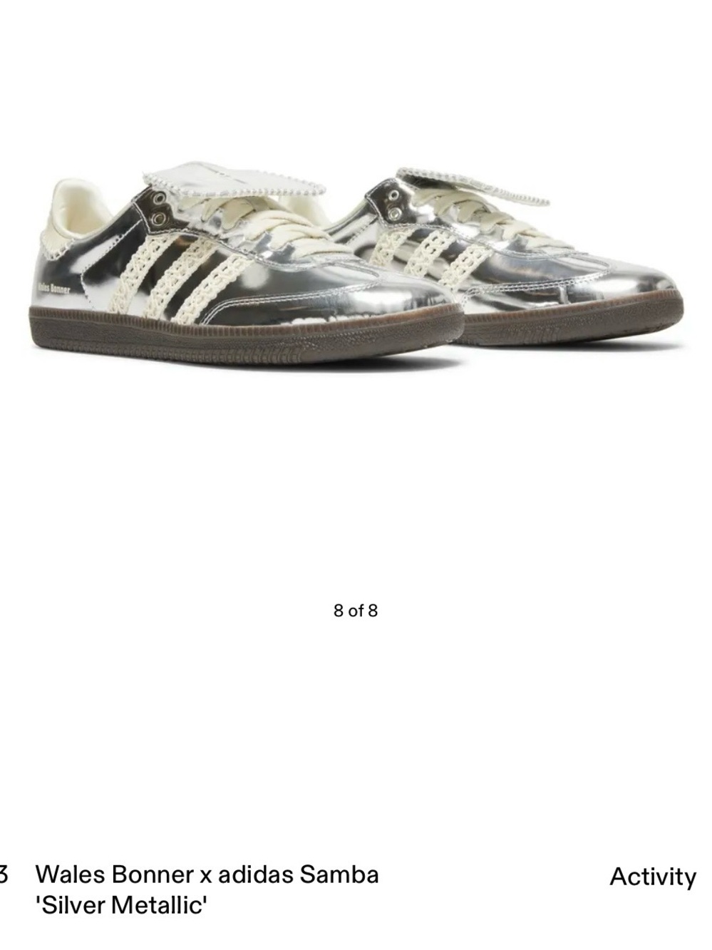 adidas Silver Metallic Sneakers with Cream Stripes